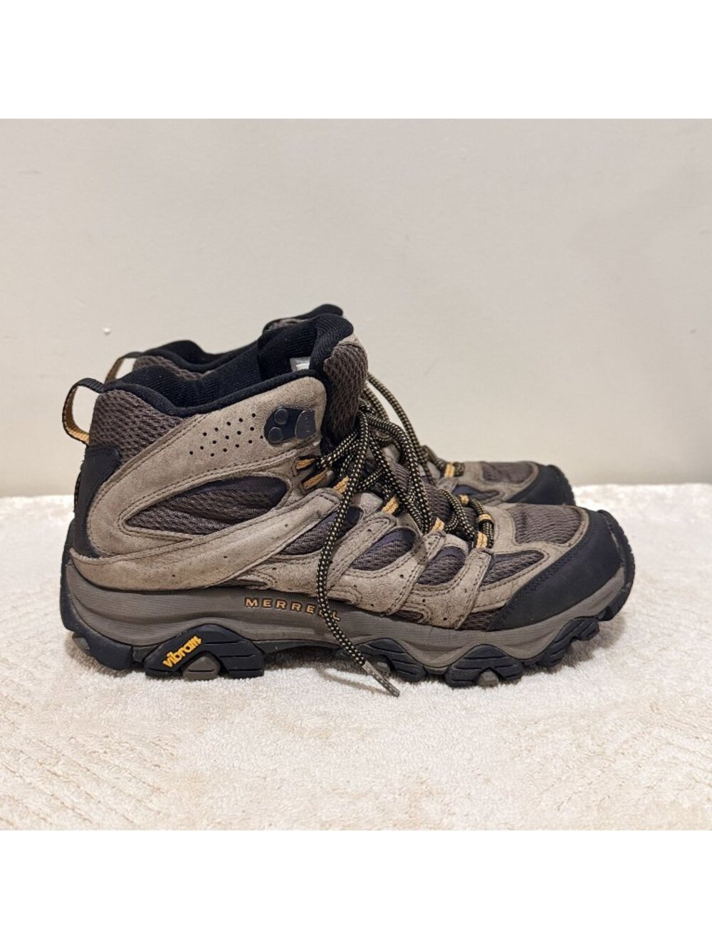 Merrell Men's Moab Mid Hiking Boots Gray Brown Suede Vibram Waterproof US 8 - Picture 1 of 7